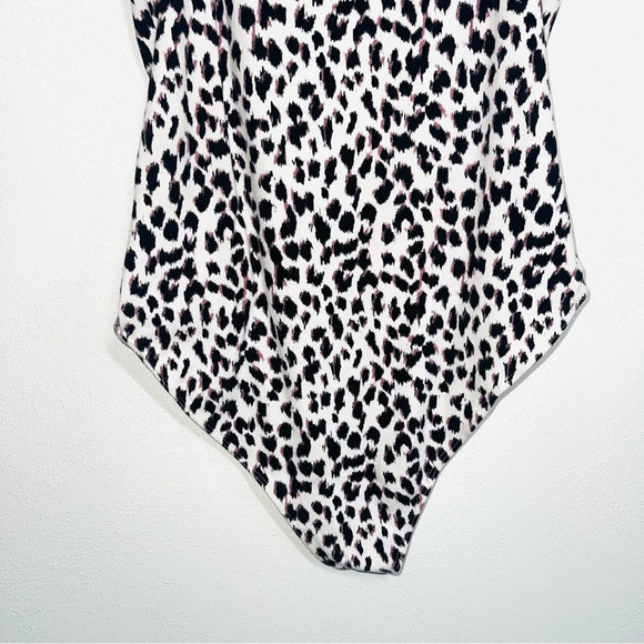 Maurices White & Black Leopard Print Strappy Front Bodysuit Medium Women’s - Picture 8 of 13